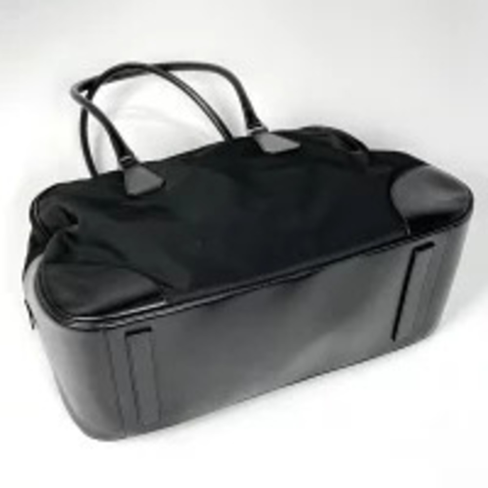 Prada Boston Nero Plate Black Bag Handbag Black